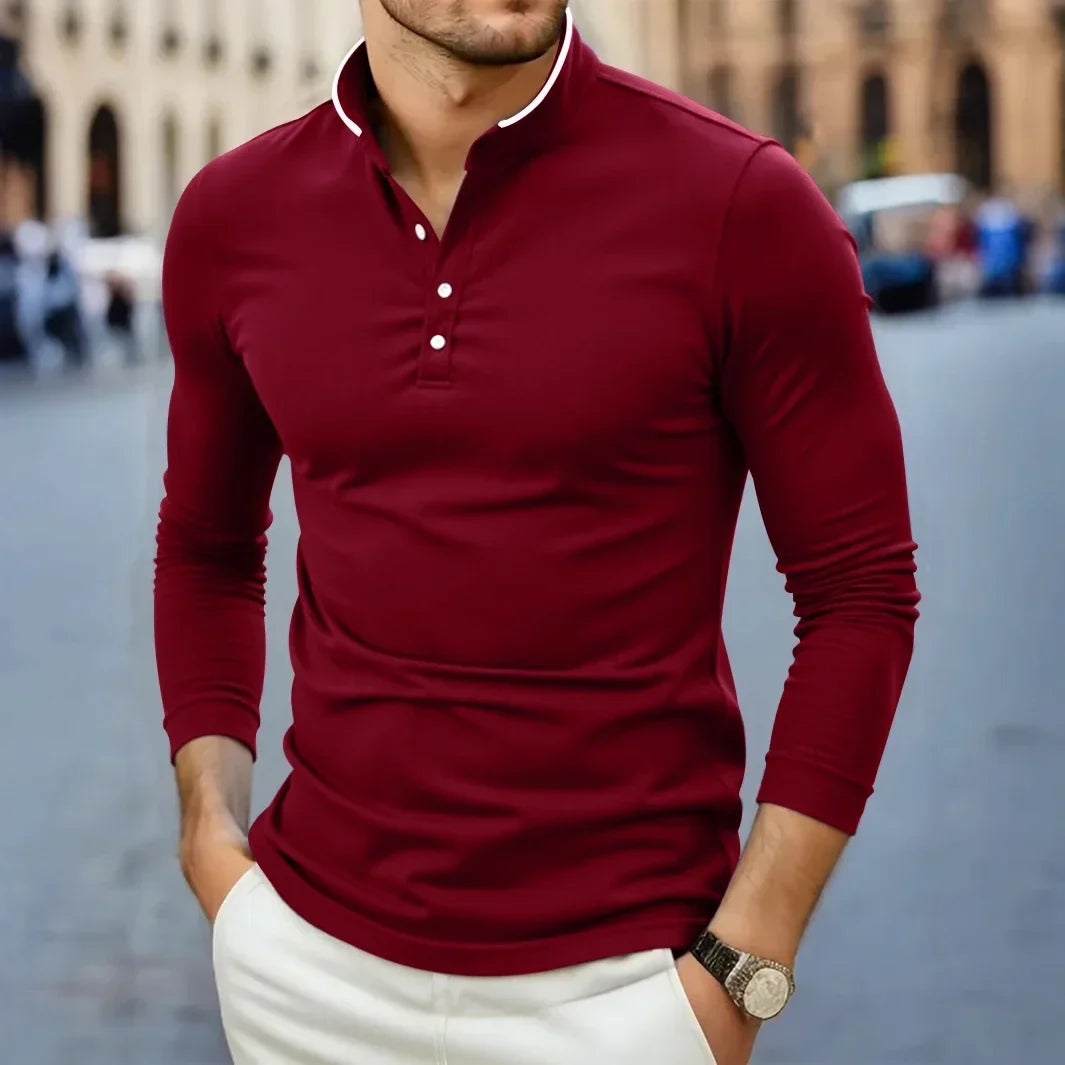 Chemise à col montant et manches longues pour homme Paolo Reni