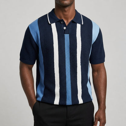 Striped V Neck Polo Shirt