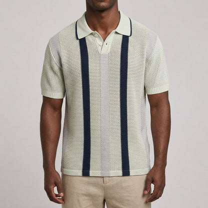 Striped V Neck Polo Shirt