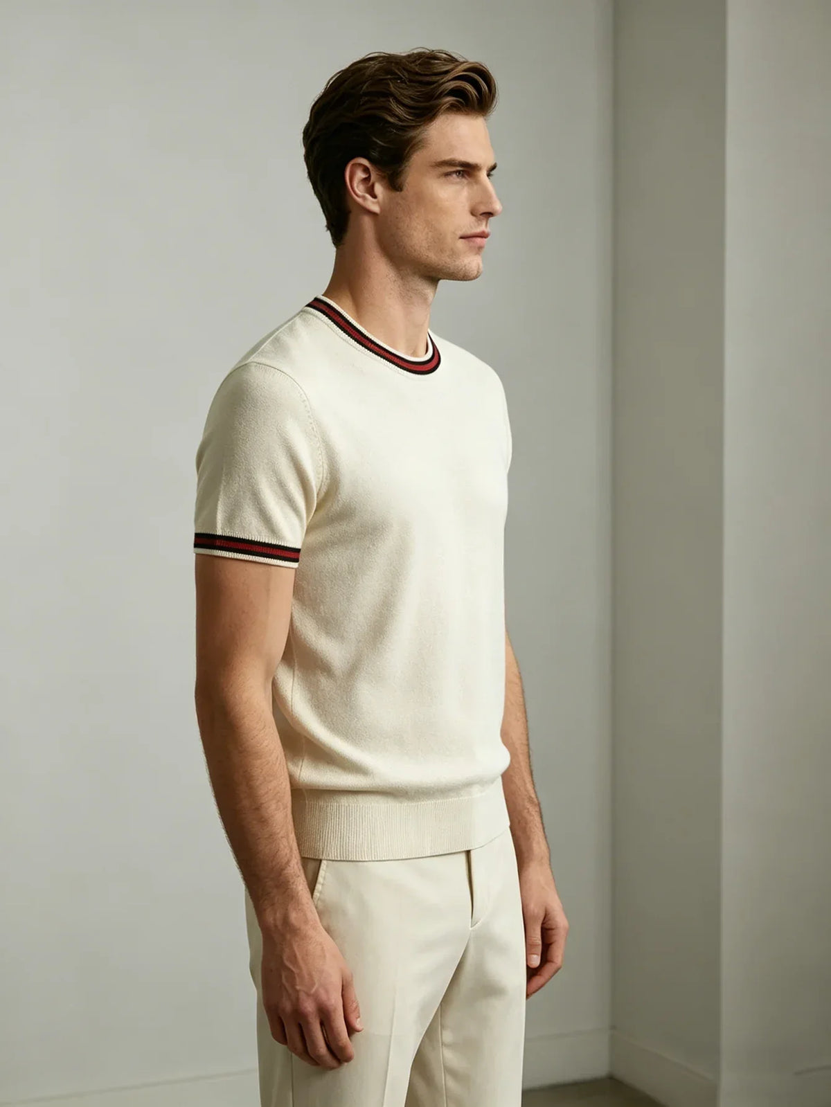 Chemise en maille à manches courtes pour homme, blanche, légère et professionnelle