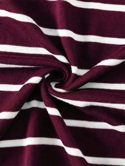 Men's Striped Knit Crew Neck T-Shirt Claret