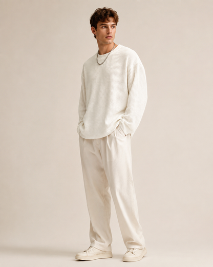 Pull à coupe décontractée avec texture gaufrée