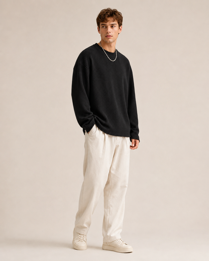 Pull à coupe décontractée avec texture gaufrée