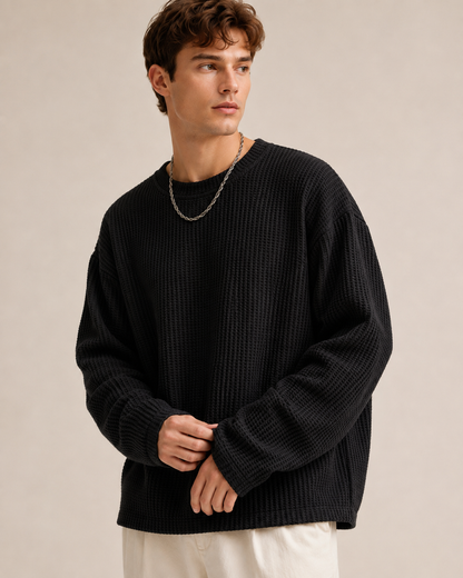 Pull à coupe décontractée avec texture gaufrée