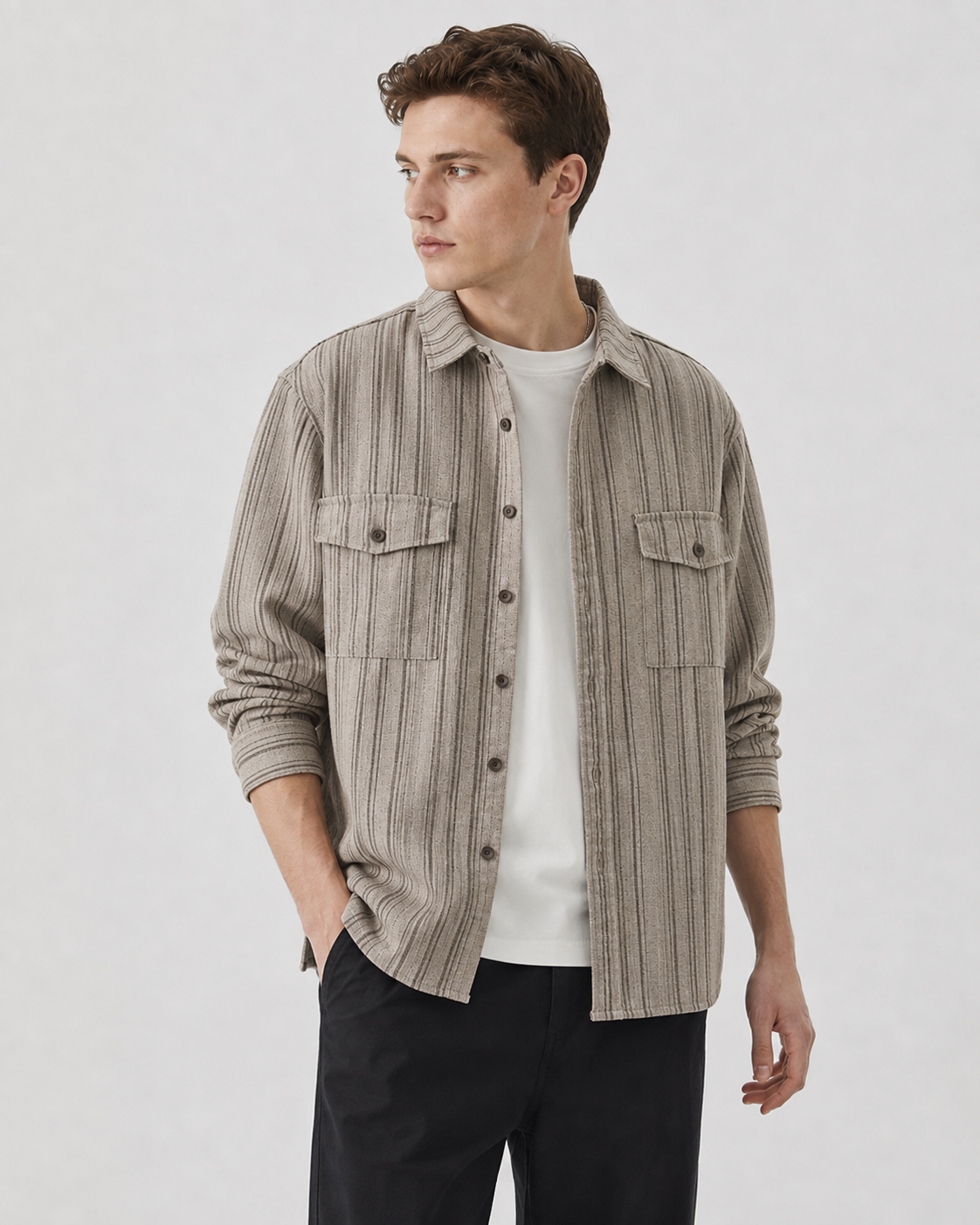 Kuvioitu napitettava overshirt-paita