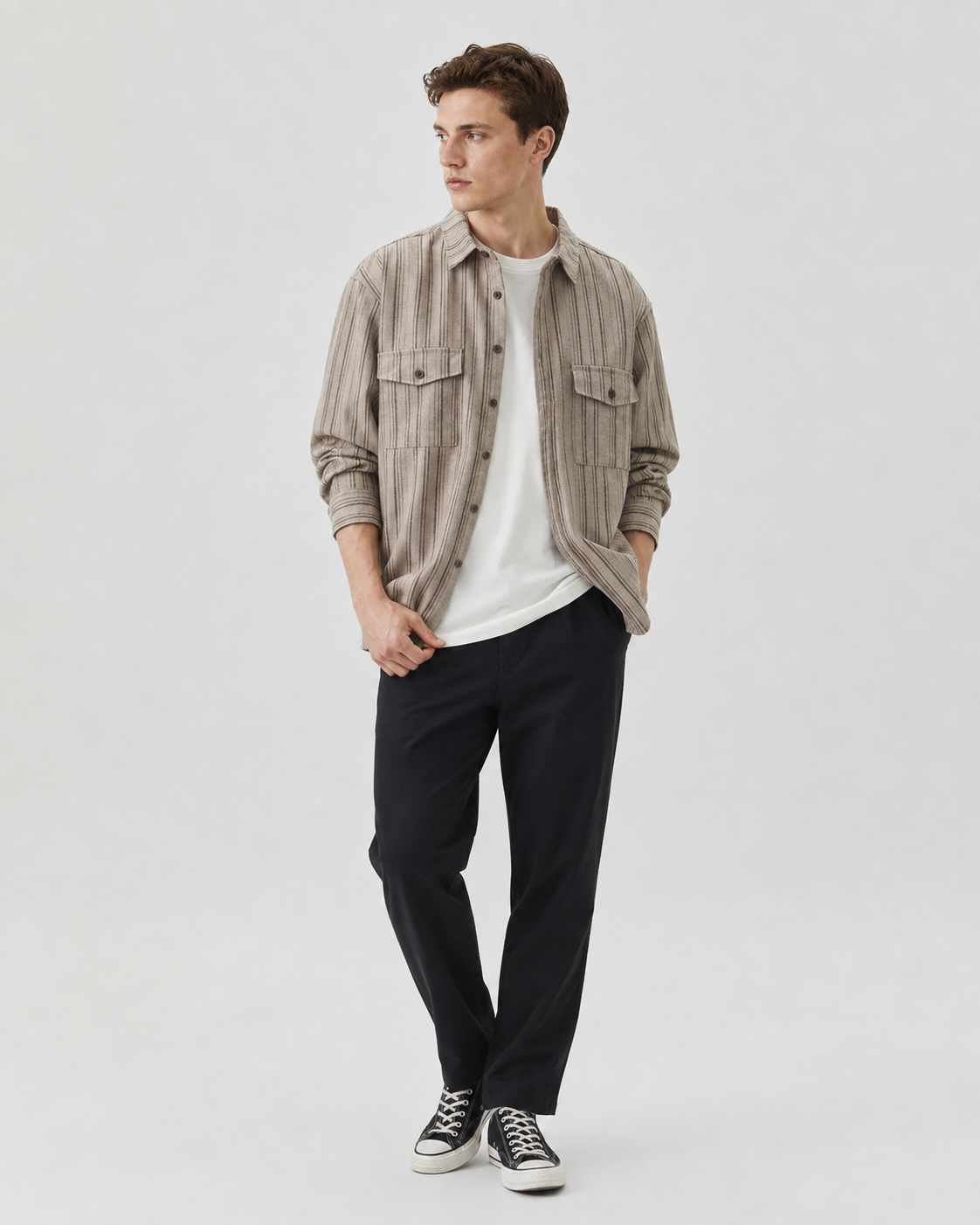 Kuvioitu napitettava overshirt-paita
