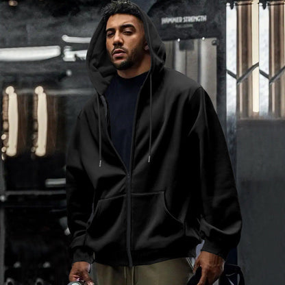 Übergroßer Herren-Hoodie mit durchgehendem Reißverschluss