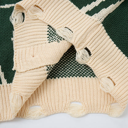 Unisex oversized cardigan i strik med abstrakt hvirvelmønster