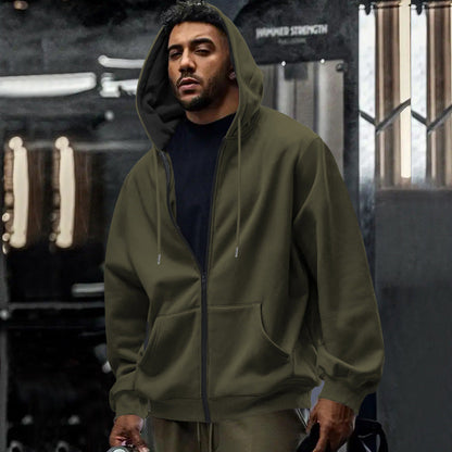 Übergroßer Herren-Hoodie mit durchgehendem Reißverschluss