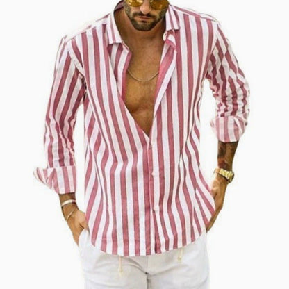 Men's Slim Fit Vertical Stripe Shirt