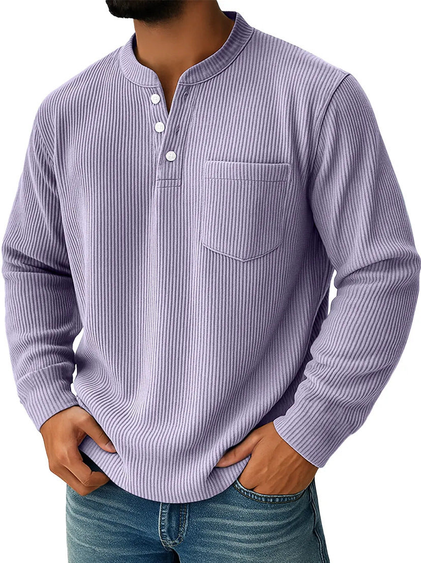 Herren-Henleyshirt aus Waffelstrick mit Brusttasche