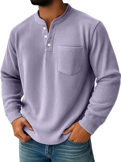Herren-Henleyshirt aus Waffelstrick mit Brusttasche