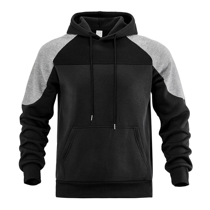 Men's Textured Contrast Panel Hoodie