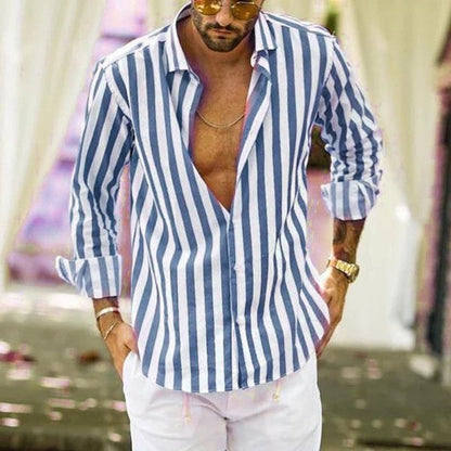 Men's Slim Fit Vertical Stripe Shirt