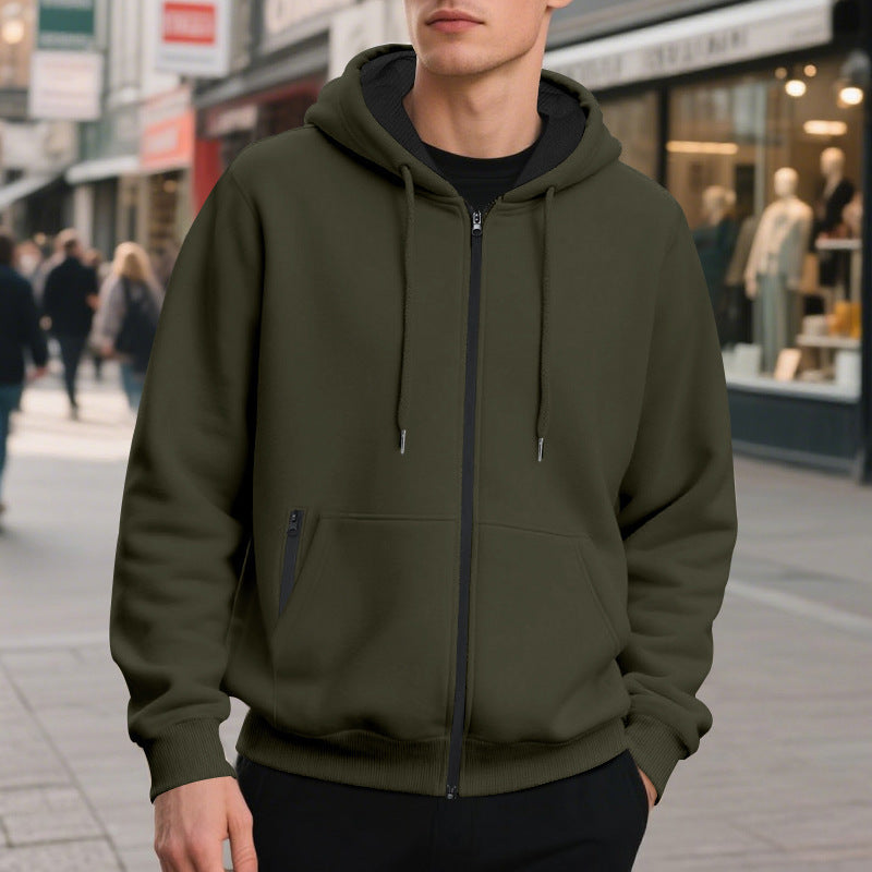 Übergroßer Herren-Hoodie mit durchgehendem Reißverschluss