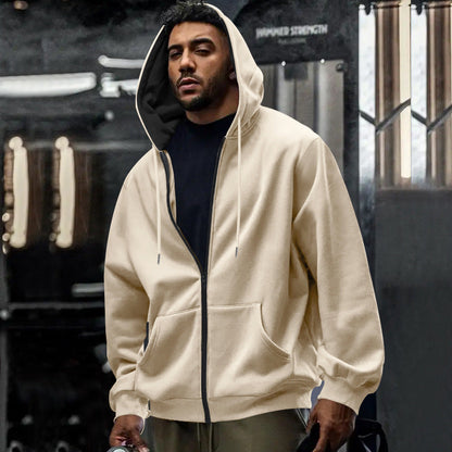 Übergroßer Herren-Hoodie mit durchgehendem Reißverschluss