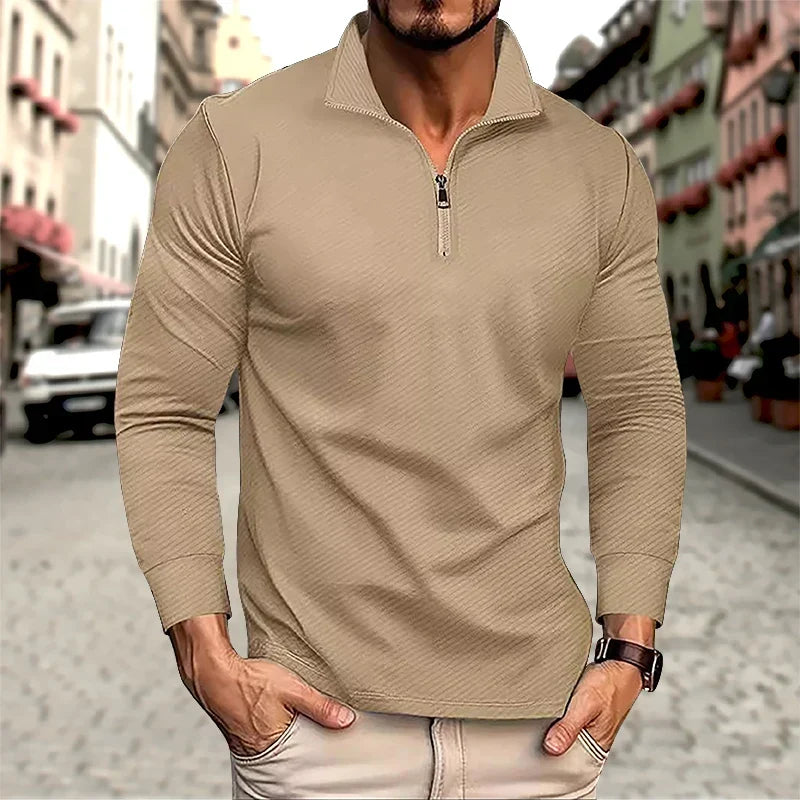 Luca Perron Men’s Long Sleeve Zip Polo Shirt