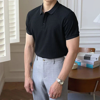 Polo en maille côtelée verticale pour homme Theo Marin