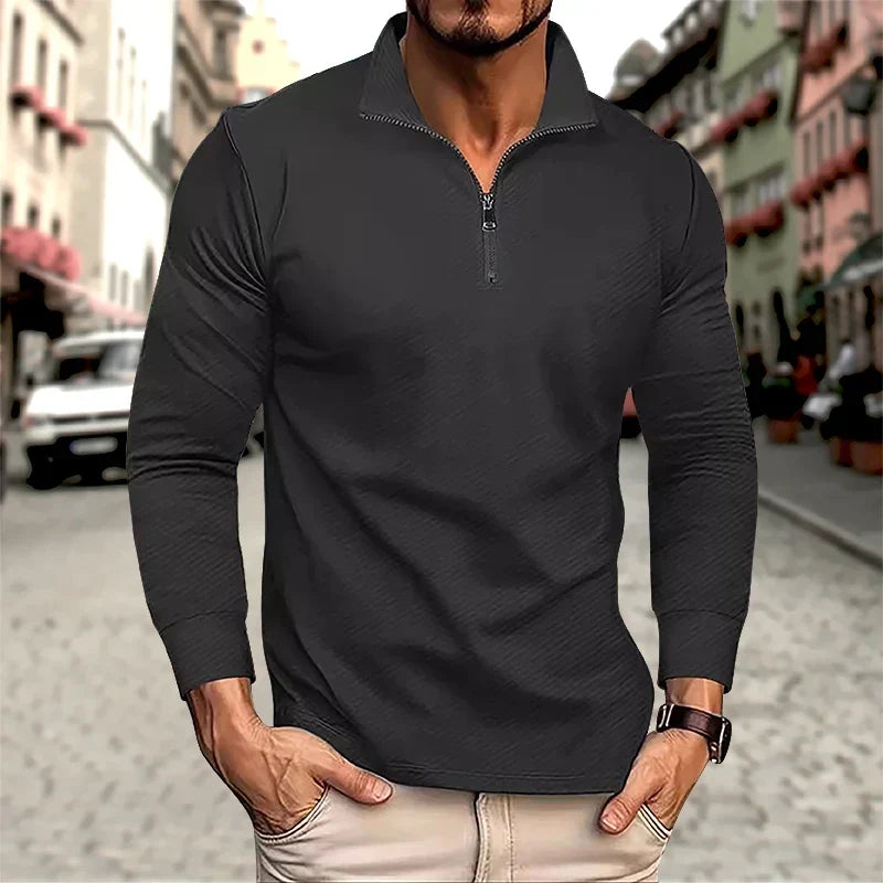 Luca Perron Men’s Long Sleeve Zip Polo Shirt