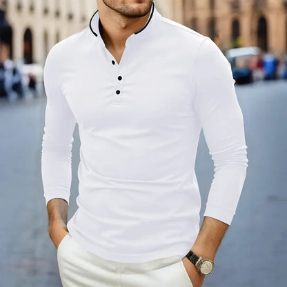 Chemise à col montant et manches longues pour homme Paolo Reni