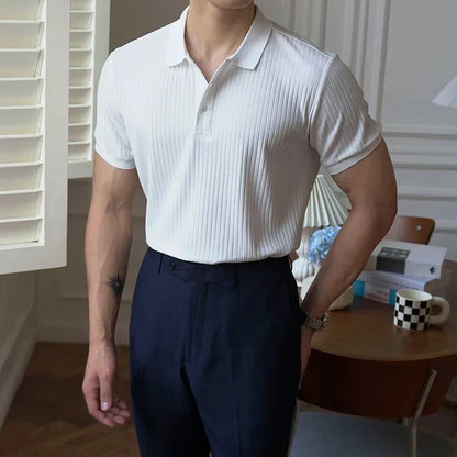 Polo en maille côtelée verticale pour homme Theo Marin