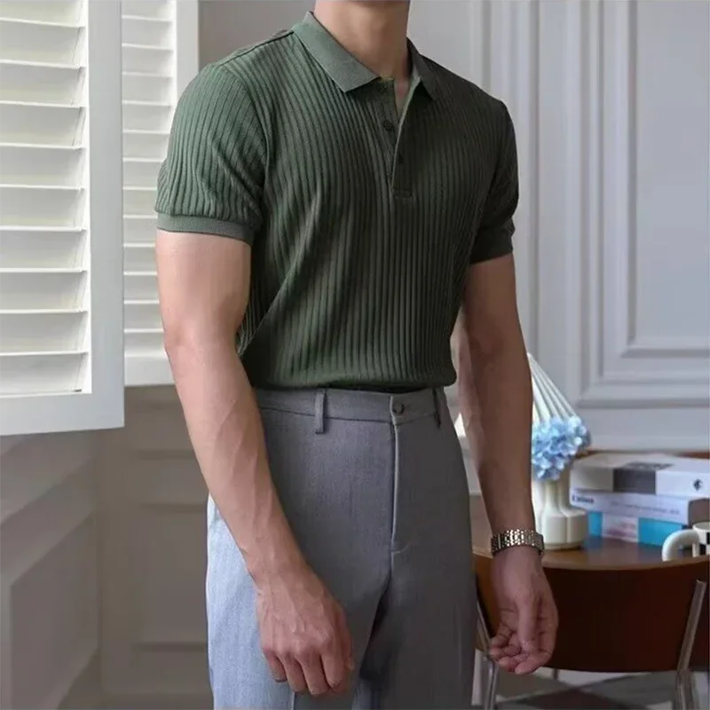 Polo en maille côtelée verticale pour homme Theo Marin