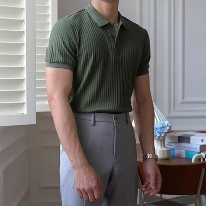 Polo en maille côtelée verticale pour homme Theo Marin