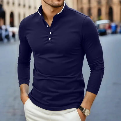 Chemise à col montant et manches longues pour homme Paolo Reni