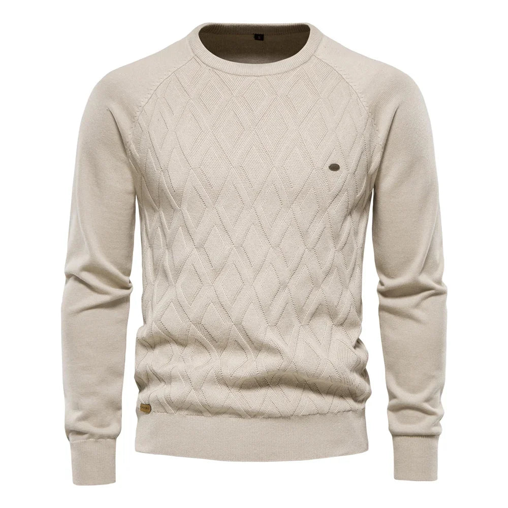 Dario Pini Men’s Argyle Knit O-Neck Sweater