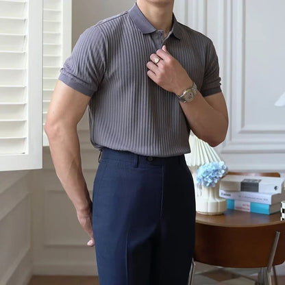 Polo en maille côtelée verticale pour homme Theo Marin