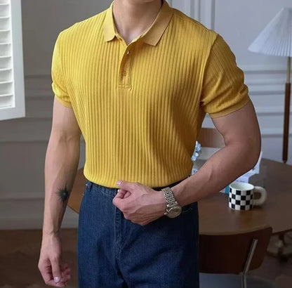 Polo en maille côtelée verticale pour homme Theo Marin