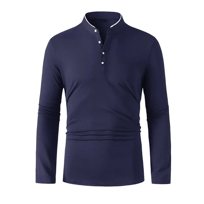 Chemise à col montant et manches longues pour homme Paolo Reni