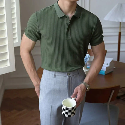 Polo en maille côtelée verticale pour homme Theo Marin