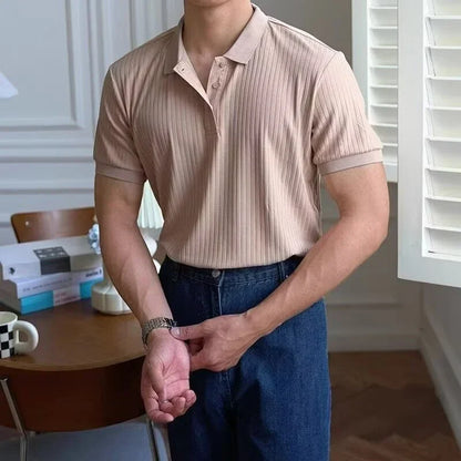 Polo en maille côtelée verticale pour homme Theo Marin