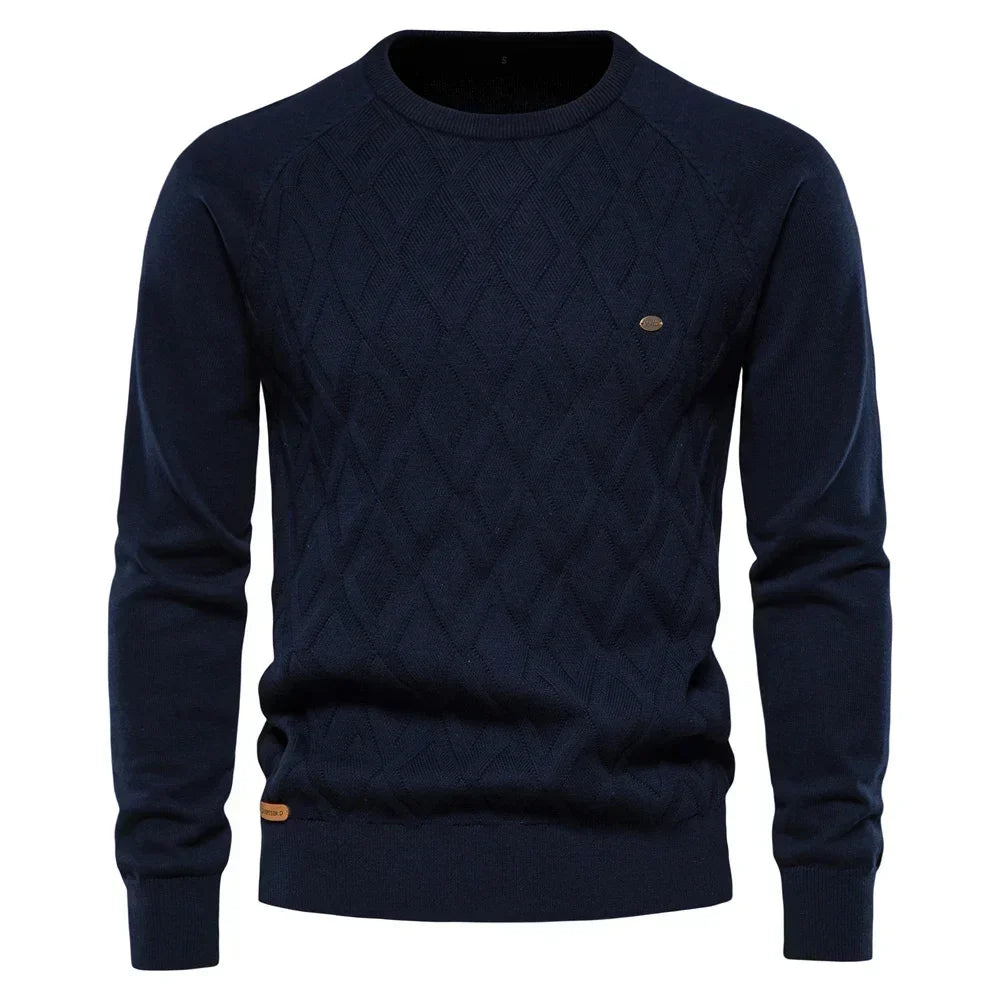 Dario Pini Men’s Argyle Knit O-Neck Sweater