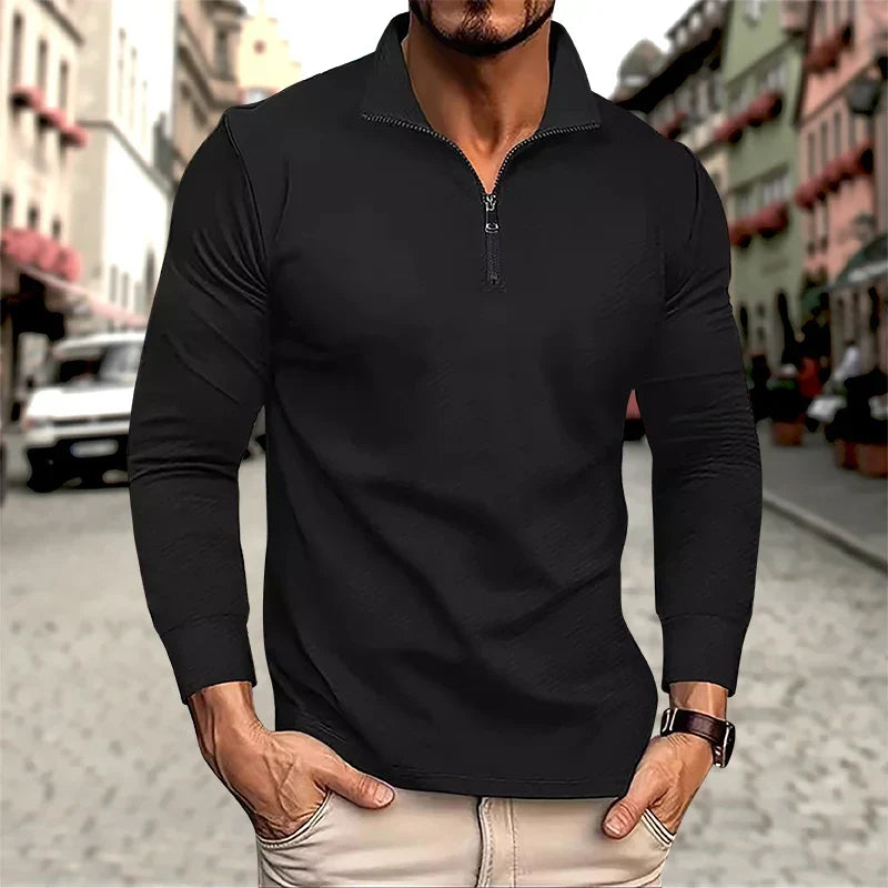 Luca Perron Men’s Long Sleeve Zip Polo Shirt