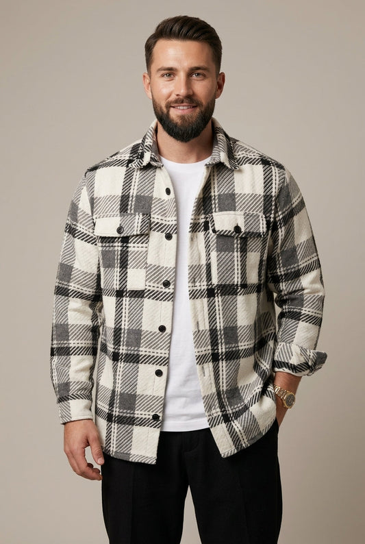 Miesten ruudullinen rennon istuvuuden overshirt-paita
