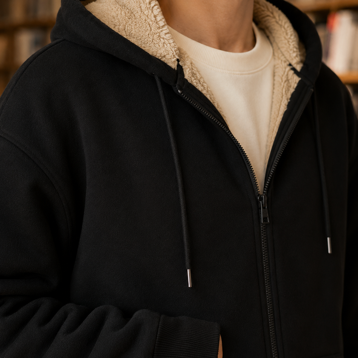 Sherpa-Lined Full-Zip Hoodie